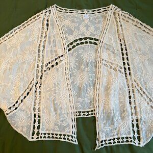 Spring Summer cotton jacket/coverup- Cream 'one size fits all'